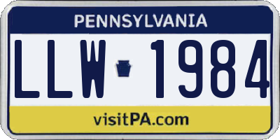 PA license plate LLW1984