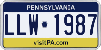 PA license plate LLW1987