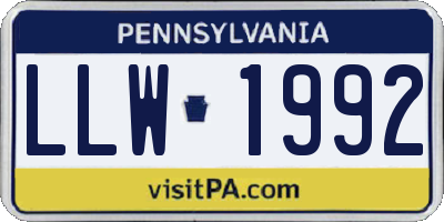 PA license plate LLW1992
