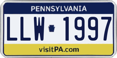PA license plate LLW1997