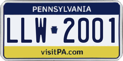 PA license plate LLW2001
