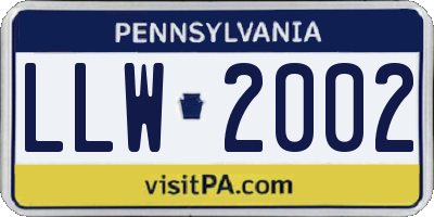 PA license plate LLW2002