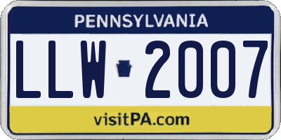 PA license plate LLW2007