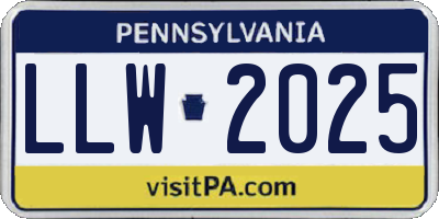 PA license plate LLW2025