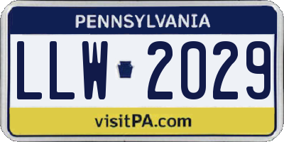 PA license plate LLW2029