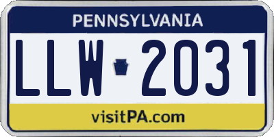 PA license plate LLW2031