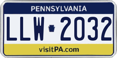 PA license plate LLW2032
