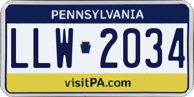 PA license plate LLW2034