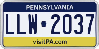 PA license plate LLW2037