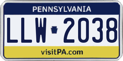 PA license plate LLW2038