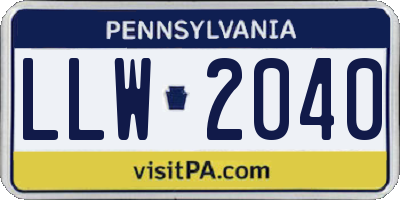 PA license plate LLW2040