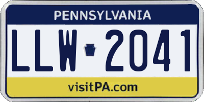 PA license plate LLW2041