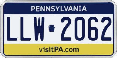 PA license plate LLW2062