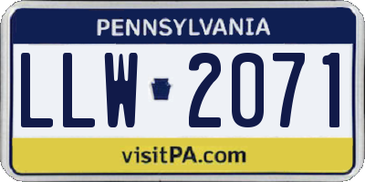 PA license plate LLW2071