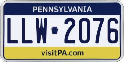 PA license plate LLW2076