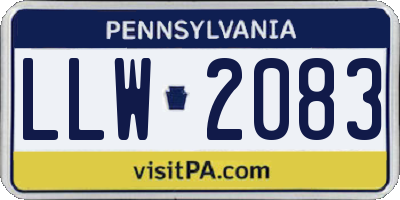 PA license plate LLW2083