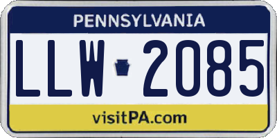 PA license plate LLW2085