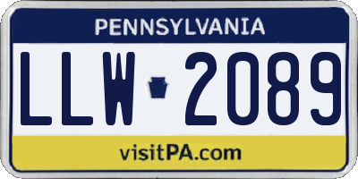 PA license plate LLW2089
