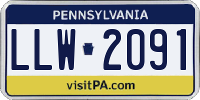 PA license plate LLW2091