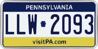 PA license plate LLW2093