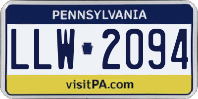 PA license plate LLW2094