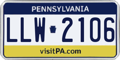 PA license plate LLW2106