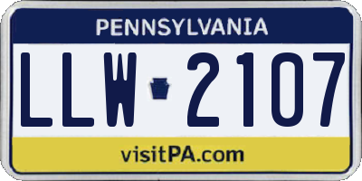 PA license plate LLW2107