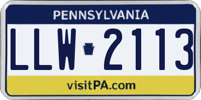 PA license plate LLW2113
