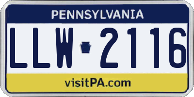 PA license plate LLW2116
