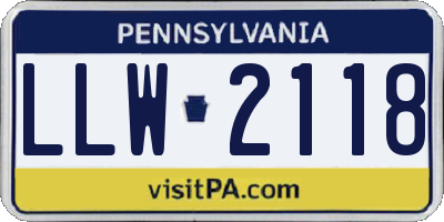 PA license plate LLW2118
