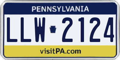PA license plate LLW2124