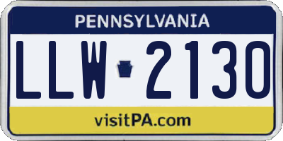 PA license plate LLW2130