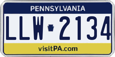 PA license plate LLW2134