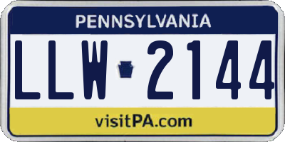 PA license plate LLW2144