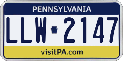 PA license plate LLW2147