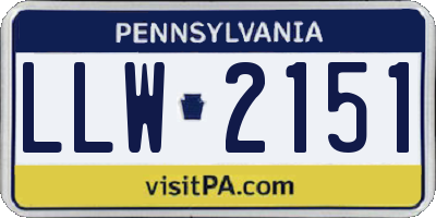 PA license plate LLW2151