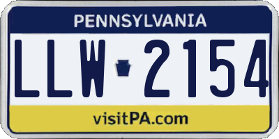 PA license plate LLW2154