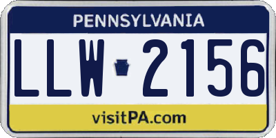 PA license plate LLW2156