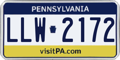 PA license plate LLW2172