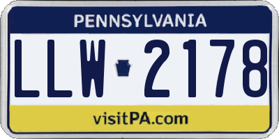 PA license plate LLW2178