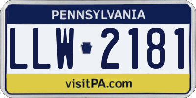 PA license plate LLW2181