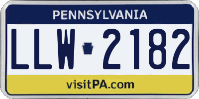 PA license plate LLW2182