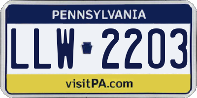 PA license plate LLW2203
