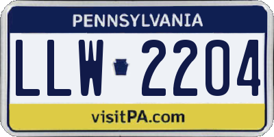 PA license plate LLW2204