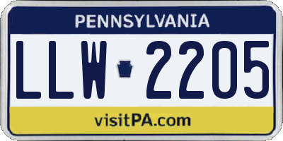 PA license plate LLW2205