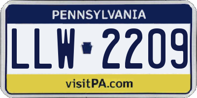 PA license plate LLW2209