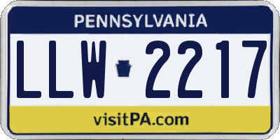 PA license plate LLW2217