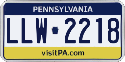 PA license plate LLW2218