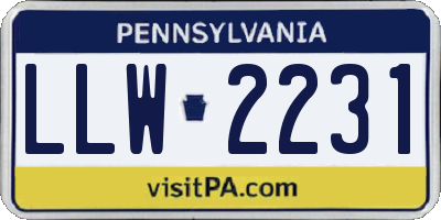 PA license plate LLW2231