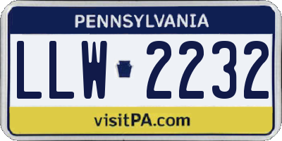 PA license plate LLW2232